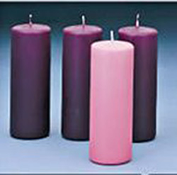 Candle-Stearic, 12" x 3", Purple, Rose