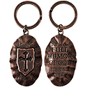 Key Chain-Shield with Cross, Copper