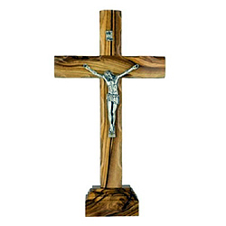 Crucifix-9" Olive Wood with Base