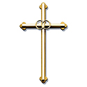 Cross-  8", Gold with Rings