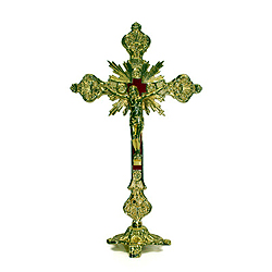 Crucifix-9" Standing, Gold Finish Metal