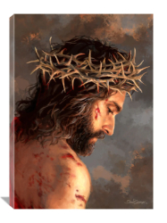 Plaque-Jesus With Crown Of Thorns, Canvas