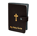Brown Gold Stamped Leatherette Card Holder For 40 Cards