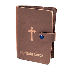 Tan Gold Stamped Leatherette Card Holder For 40 Cards