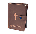 Tan Gold Stamped Leatherette Card Holder For 40 Cards