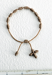 Bracelet-Beige Knotted Cord with Cross