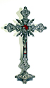 Crucifix-12" Standing, Silver Metal