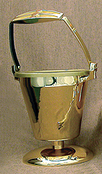 Holy Water Pot & Sprinkler-Satin Bronze