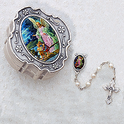 Rosary-Pearl with Angel Box