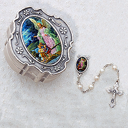 Rosary-Pearl w/ Angel Box