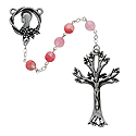 Rosary-Pink Glass/Pewter